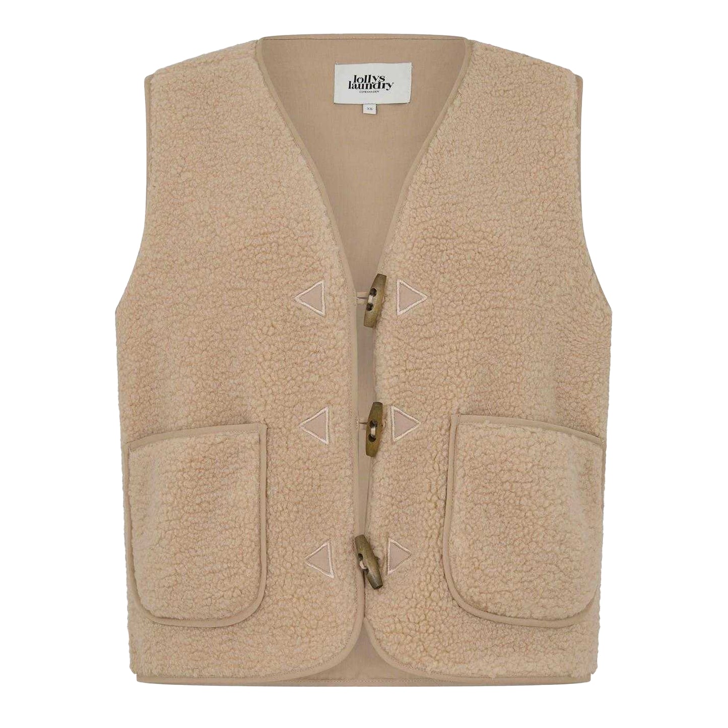 Beige - Front - Lollys Laundry Womens-Ladies Hugo Patterned Fleece Waistcoat