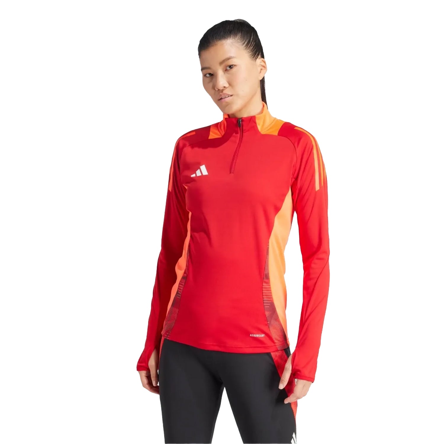 Team Power Red - Side - Adidas Womens-Ladies Logo Raglan Technical Top