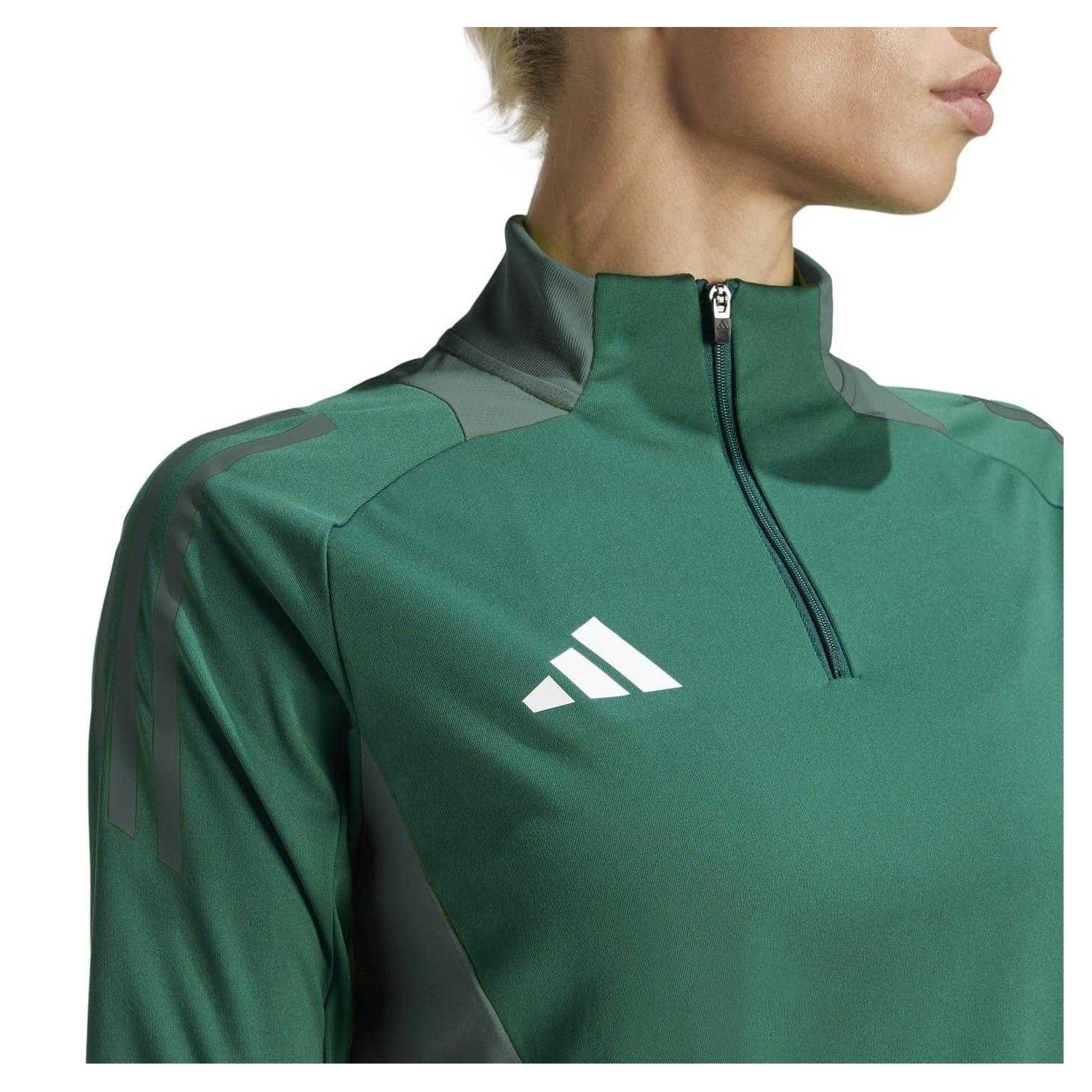 Dark Green - Side - Adidas Womens-Ladies Logo Raglan Technical Top