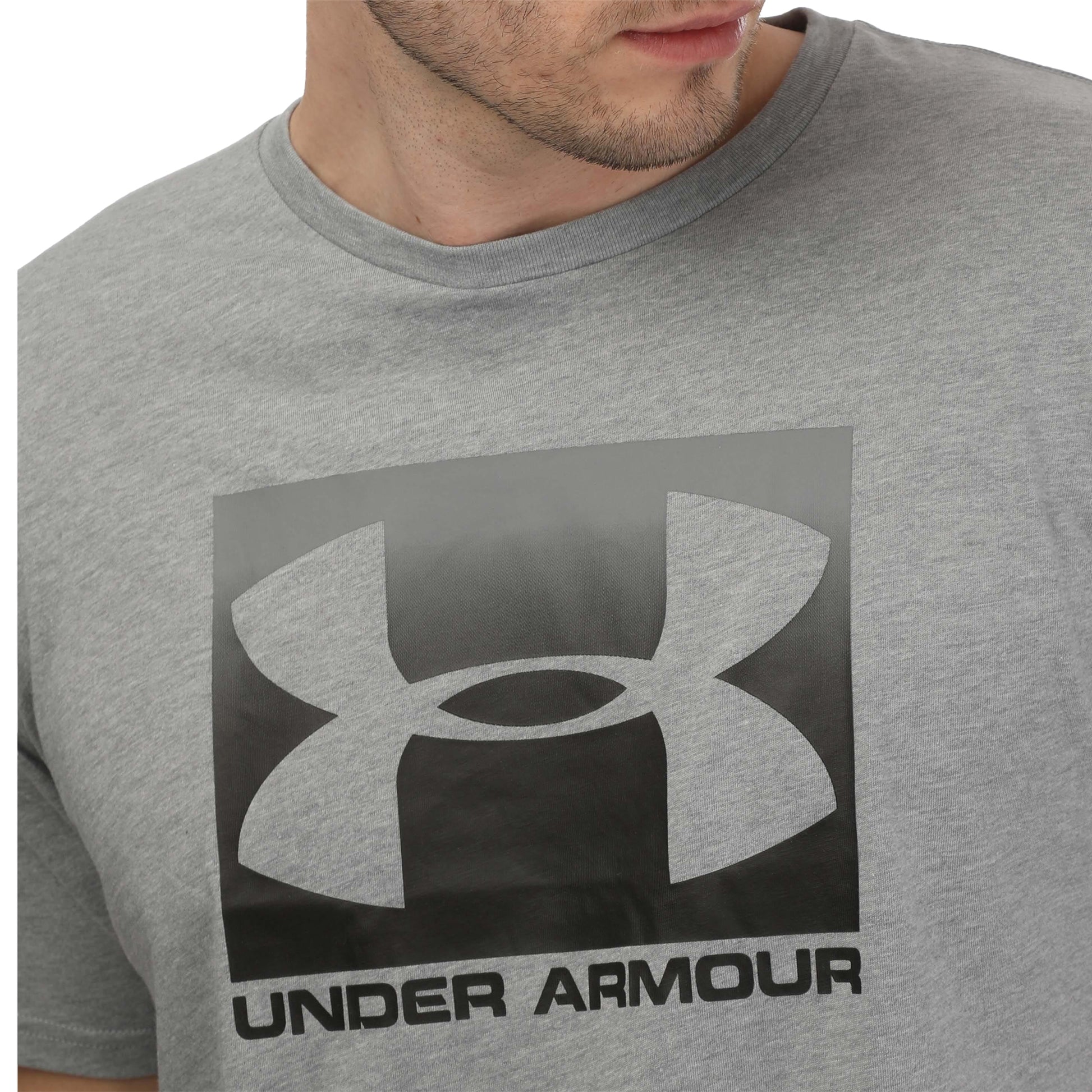 Grey - Side - Under Armour Mens Sportstyle Boxed Logo T-Shirt