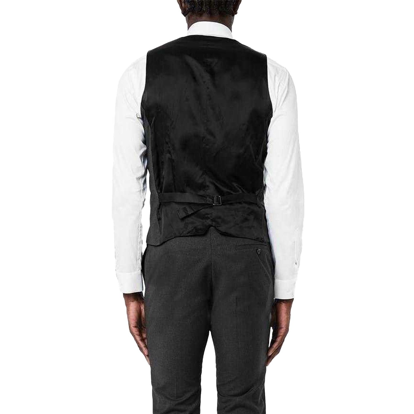 Charcoal - Back - Without Prejudice Mens Italian Slim Waistcoat