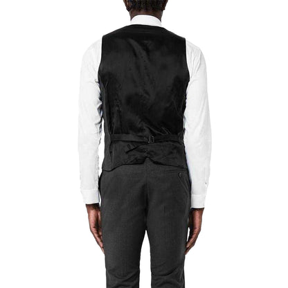 Charcoal - Back - Without Prejudice Mens Italian Slim Waistcoat
