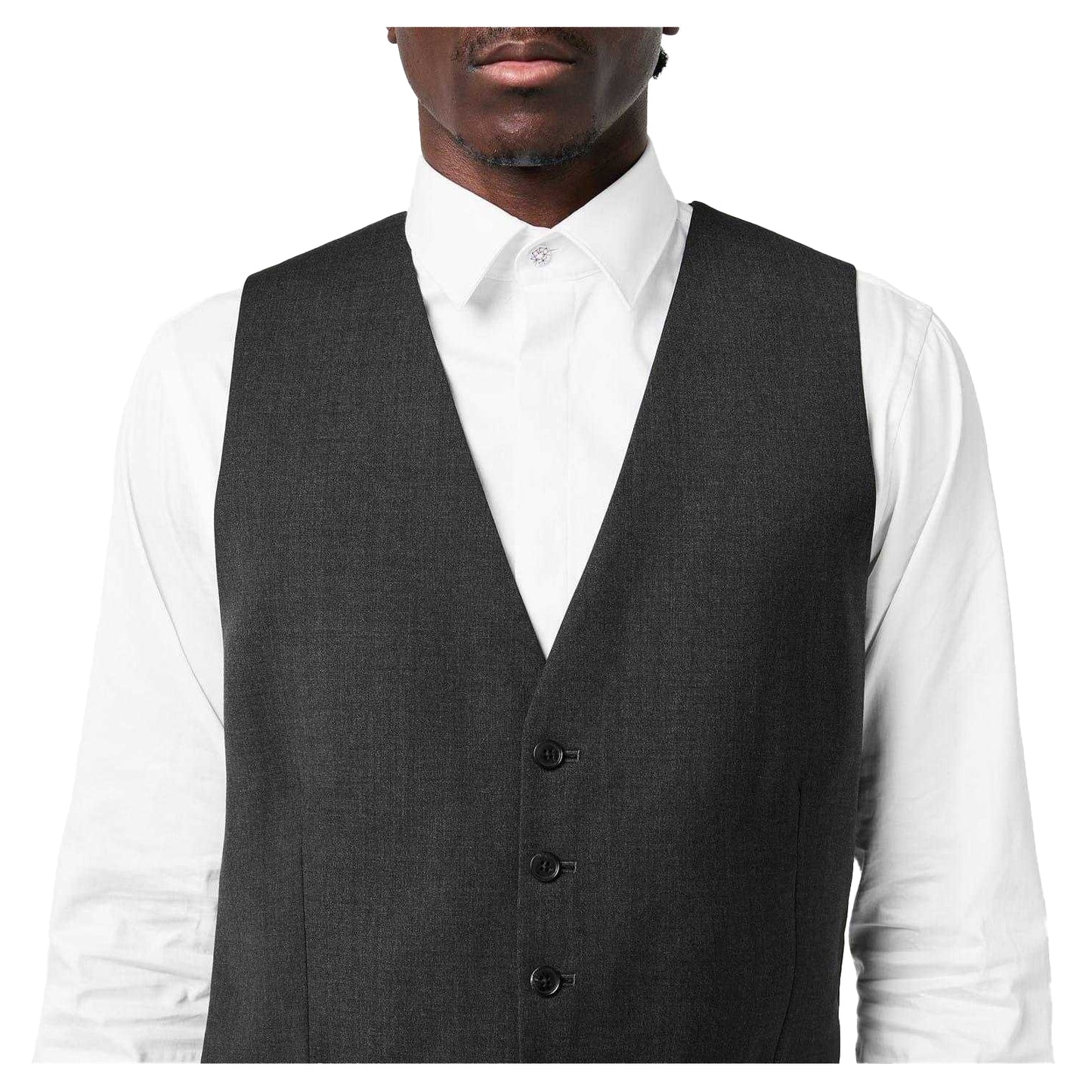 Charcoal - Side - Without Prejudice Mens Italian Slim Waistcoat
