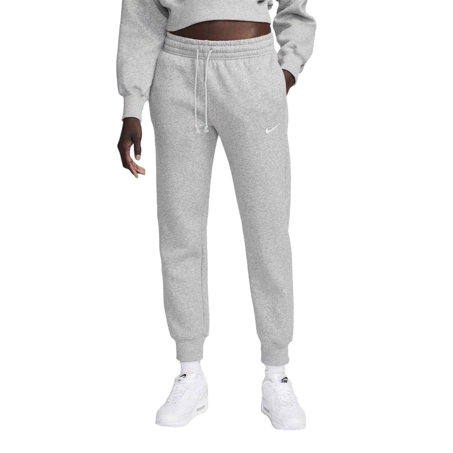 Grey Marl - Front - Nike Womens-Ladies Phoenix Fleece Mid Rise Sweatpants