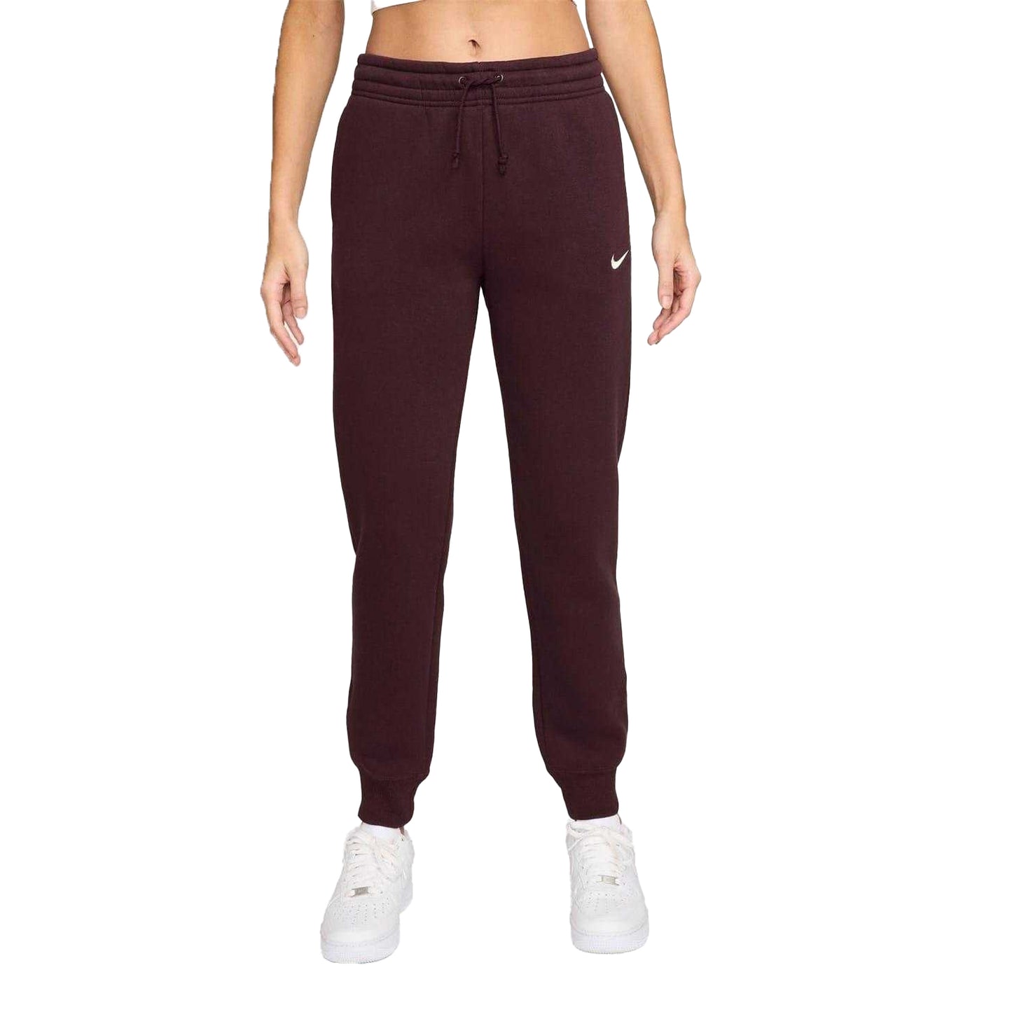 Burgundy - Front - Nike Womens-Ladies Phoenix Fleece Mid Rise Sweatpants