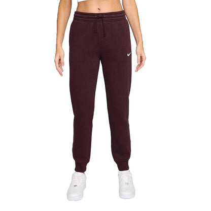Burgundy - Front - Nike Womens-Ladies Phoenix Fleece Mid Rise Sweatpants