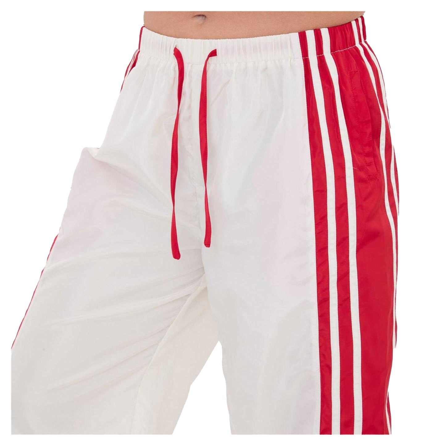 White - Side - I Saw It First Womens-Ladies Side Stripe Relaxed Fit Joggers