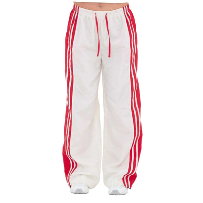 White - Front - I Saw It First Womens-Ladies Side Stripe Relaxed Fit Joggers