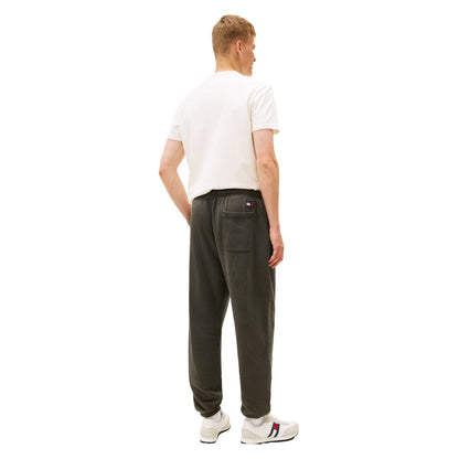 Black - Back - Tommy Jeans Mens Fleece Vertical Logo Relaxed Fit Joggers