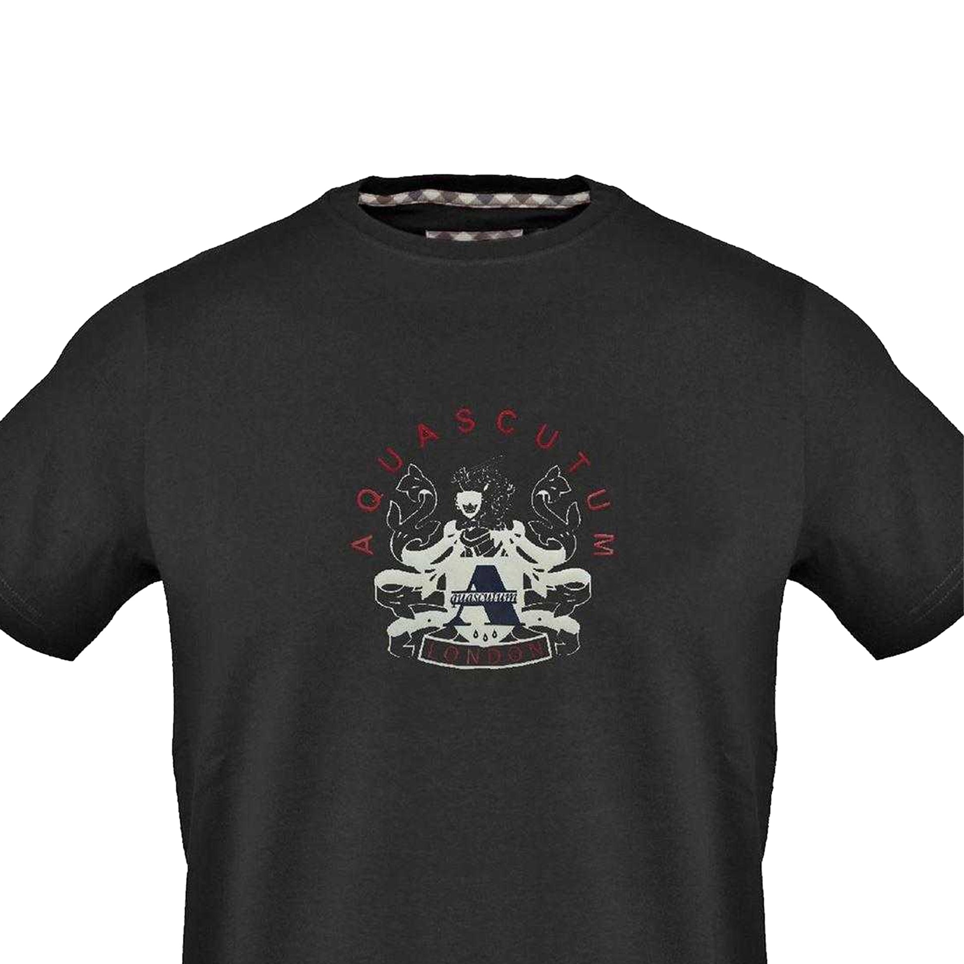 Black - Side - Aquascutum Mens Graphic Print T-Shirt