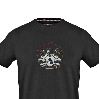 Black - Side - Aquascutum Mens Graphic Print T-Shirt