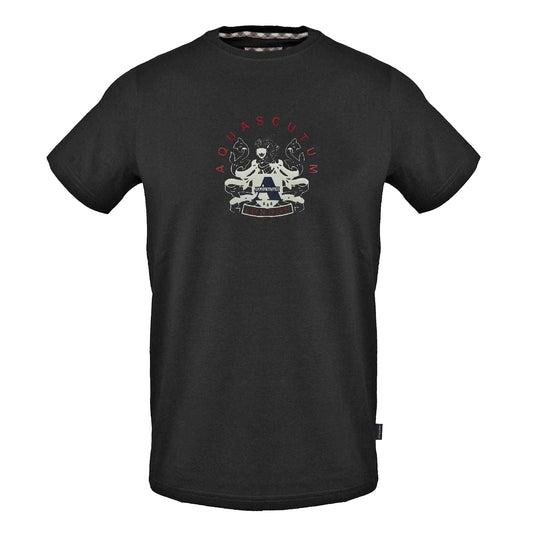 Black - Front - Aquascutum Mens Graphic Print T-Shirt