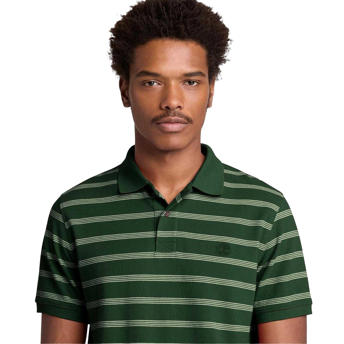 Green - Side - Timberland Mens Stripe Short-Sleeved Polo Shirt