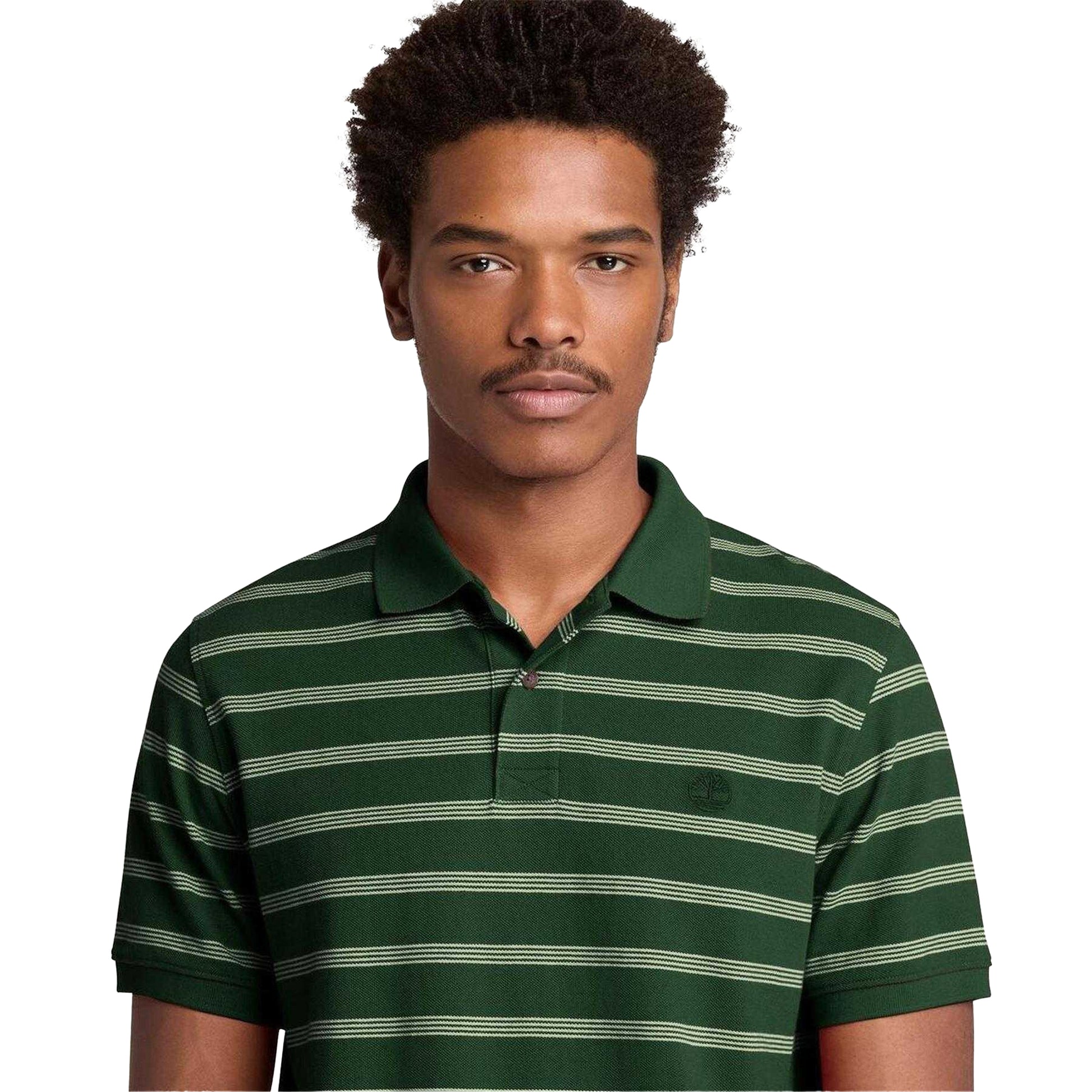 Green - Side - Timberland Mens Stripe Short-Sleeved Polo Shirt