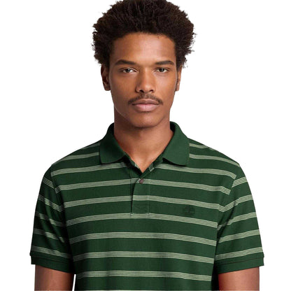 Green - Side - Timberland Mens Stripe Short-Sleeved Polo Shirt