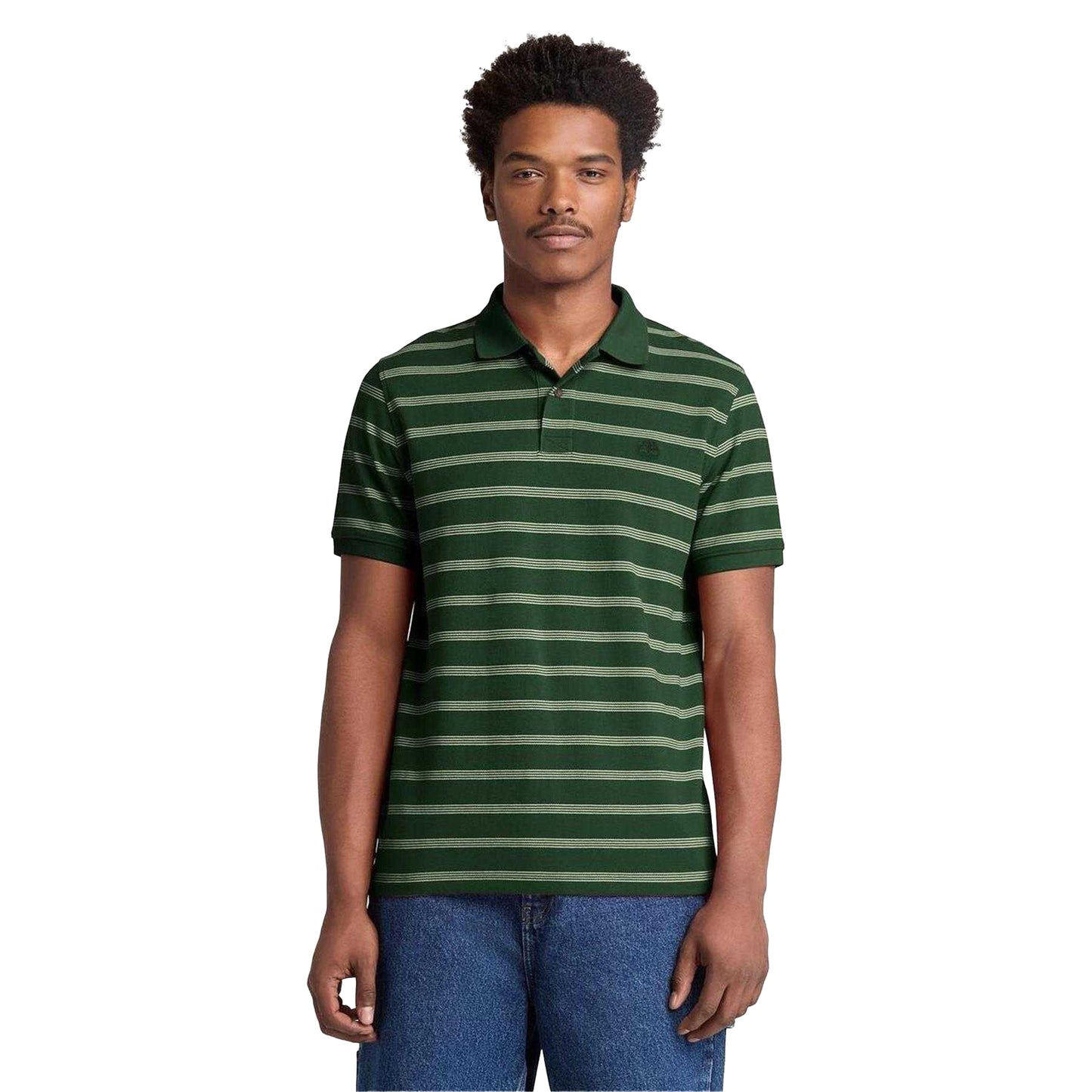 Green - Lifestyle - Timberland Mens Stripe Short-Sleeved Polo Shirt