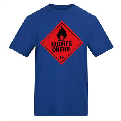 Blue - Front - AWD Unisex Adult Rodri Flame T-Shirt