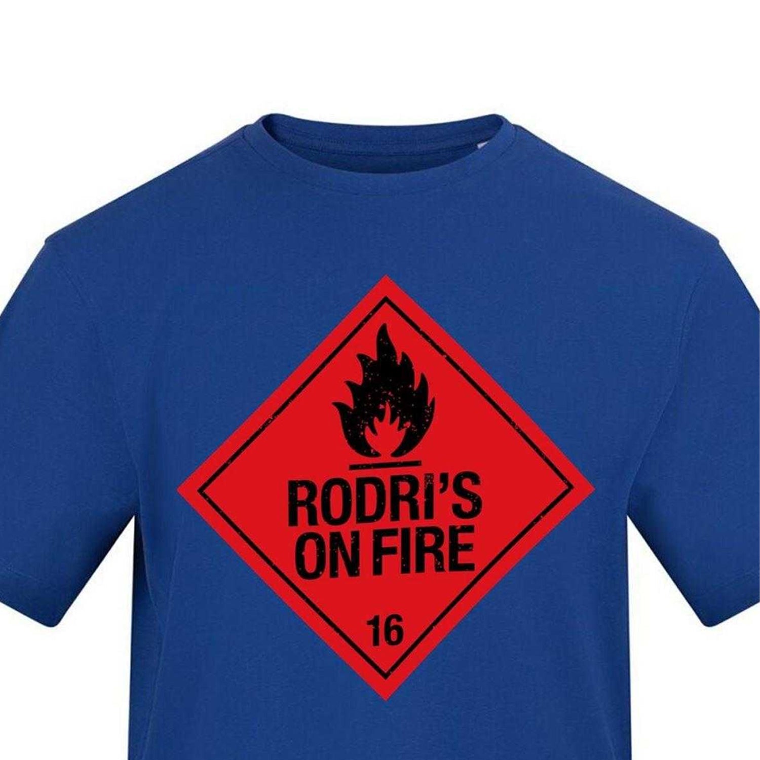 Blue - Side - AWD Unisex Adult Rodri Flame T-Shirt