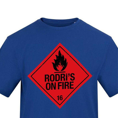 Blue - Side - AWD Unisex Adult Rodri Flame T-Shirt