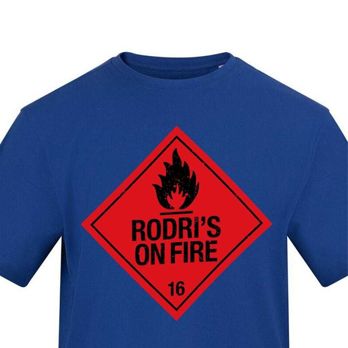 Blue - Side - AWD Unisex Adult Rodri Flame T-Shirt