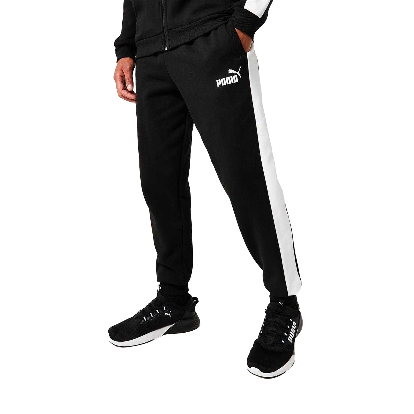 Black-White - Lifestyle - Puma Mens Clean Fleece Tracksuit Set