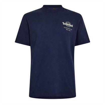 Peacoat - Front - Timberland Mens Back Print Oversized T-Shirt