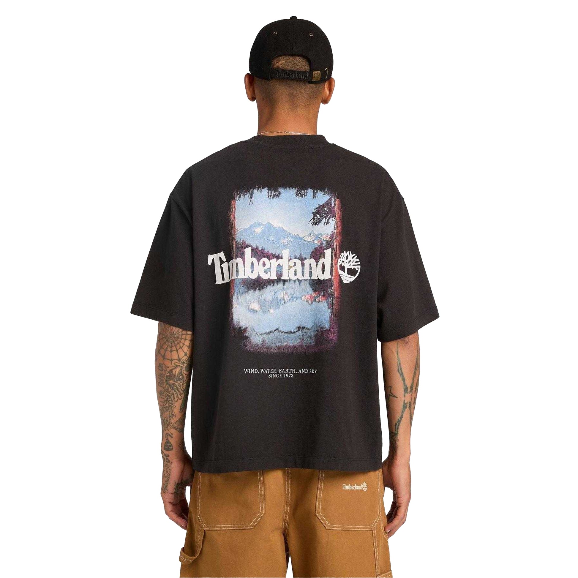 Black - Back - Timberland Mens Mountain Scene T-Shirt