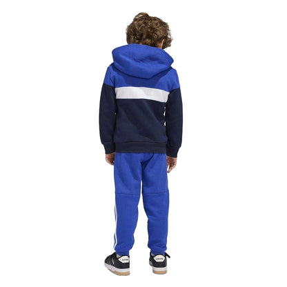 Blue-Grey - Back - Adidas Childrens-Kids Colour Block Fleece Tracksuit