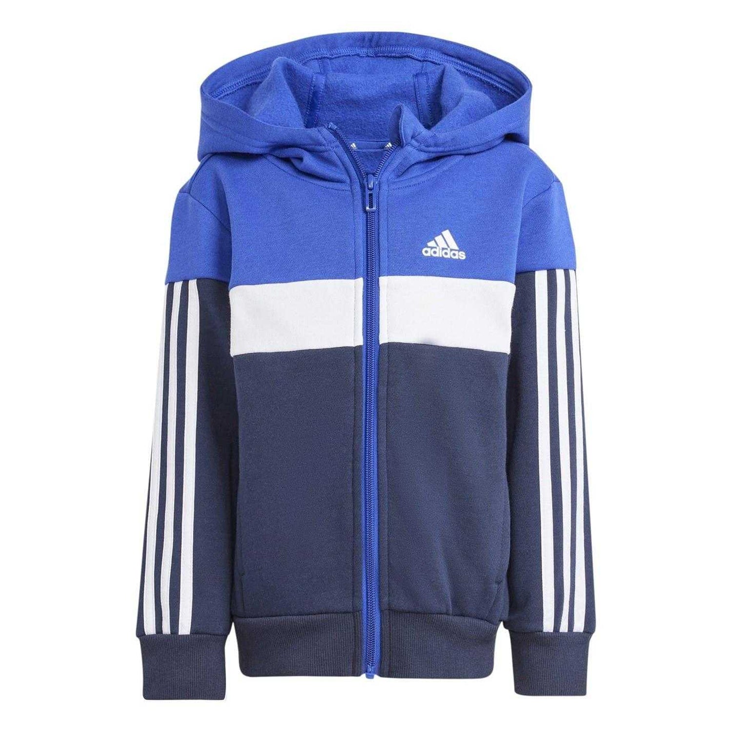 Blue-Grey - Side - Adidas Childrens-Kids Colour Block Fleece Tracksuit