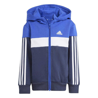 Blue-Grey - Side - Adidas Childrens-Kids Colour Block Fleece Tracksuit