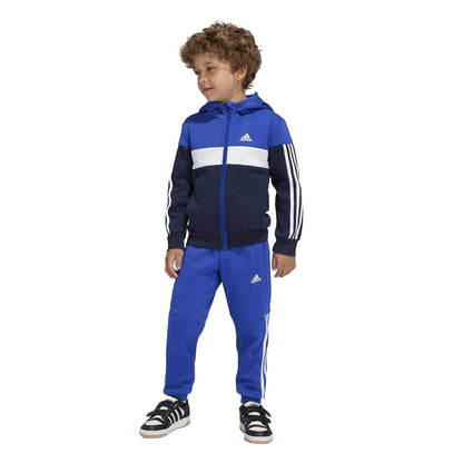 Blue-Grey - Lifestyle - Adidas Childrens-Kids Colour Block Fleece Tracksuit