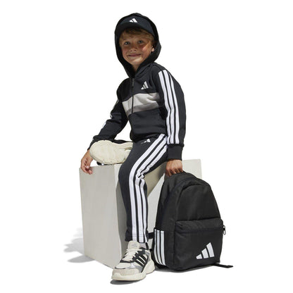 Black-White-Grey - Front - Adidas Childrens-Kids Colour Block Fleece Tracksuit