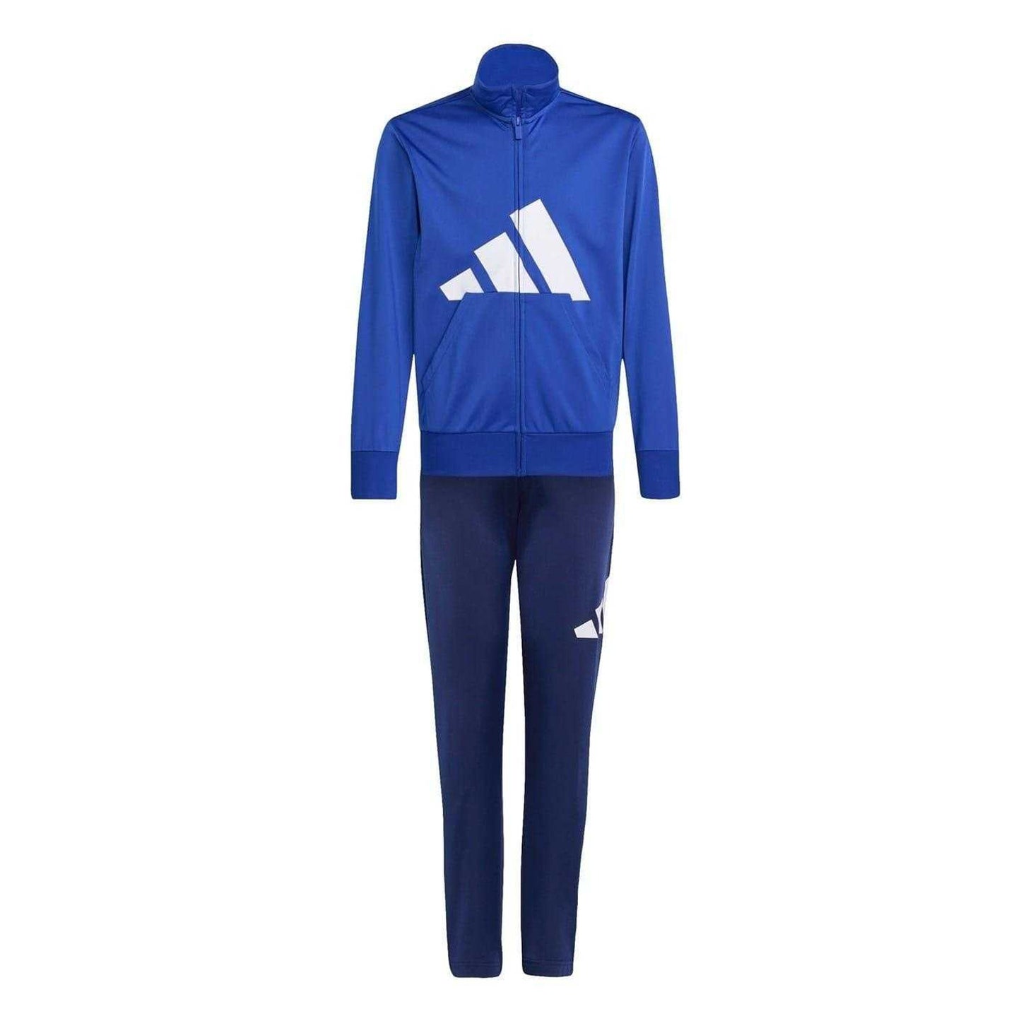 Blue-White - Front - Adidas Childrens-Kids Big Logo Full Zip Regular Long-Sleeved Tracksuit
