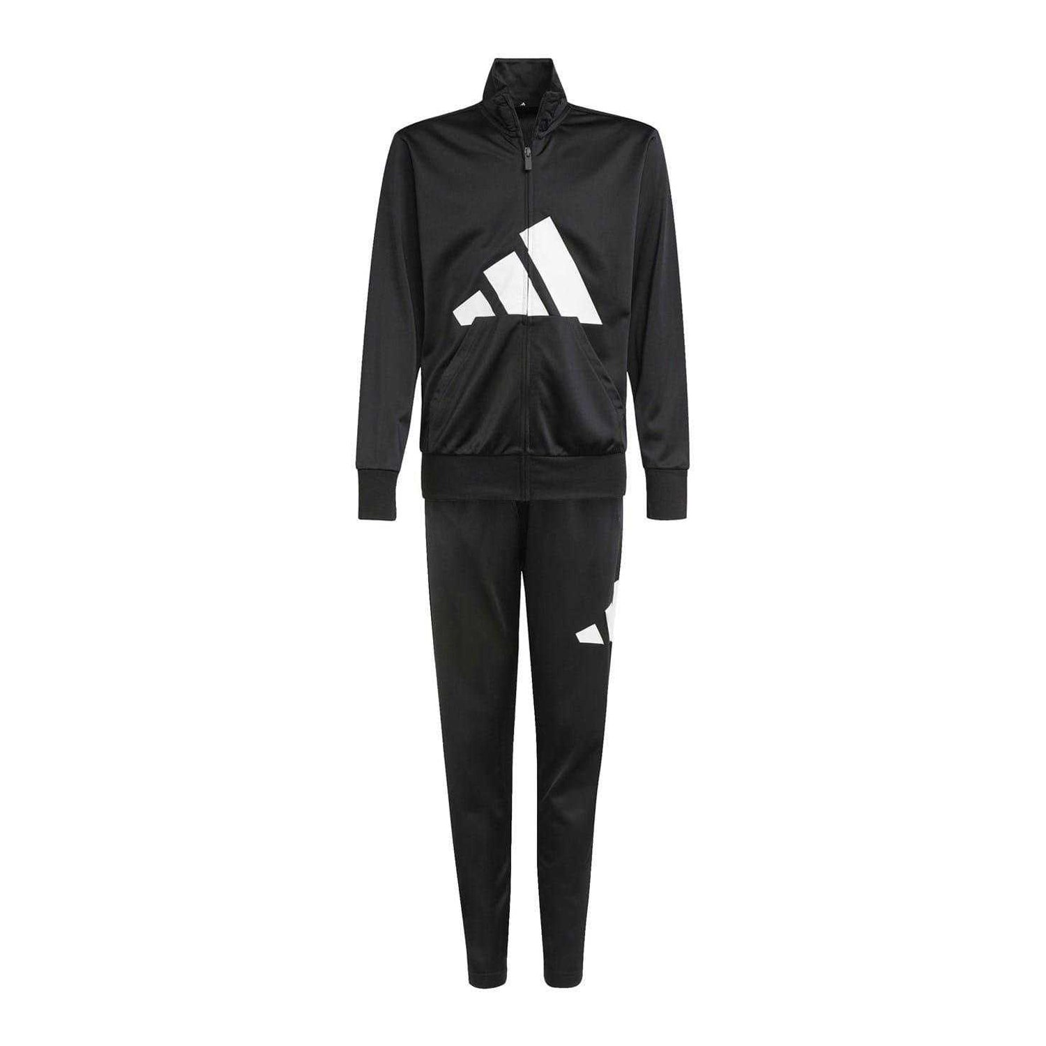 Black-White - Front - Adidas Childrens-Kids Big Logo Full Zip Regular Long-Sleeved Tracksuit