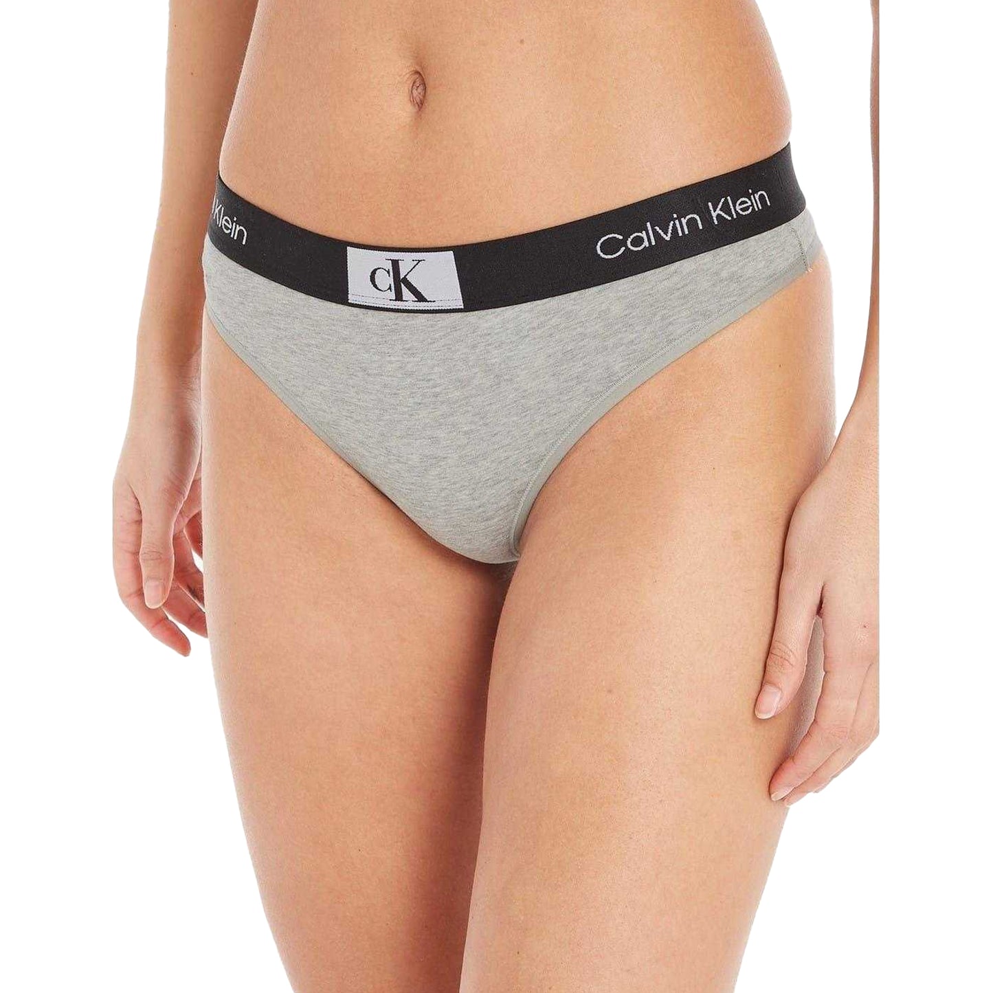 Grey Heather Heather - Side - Calvin Klein Womens-Ladies Organic Cotton Thong