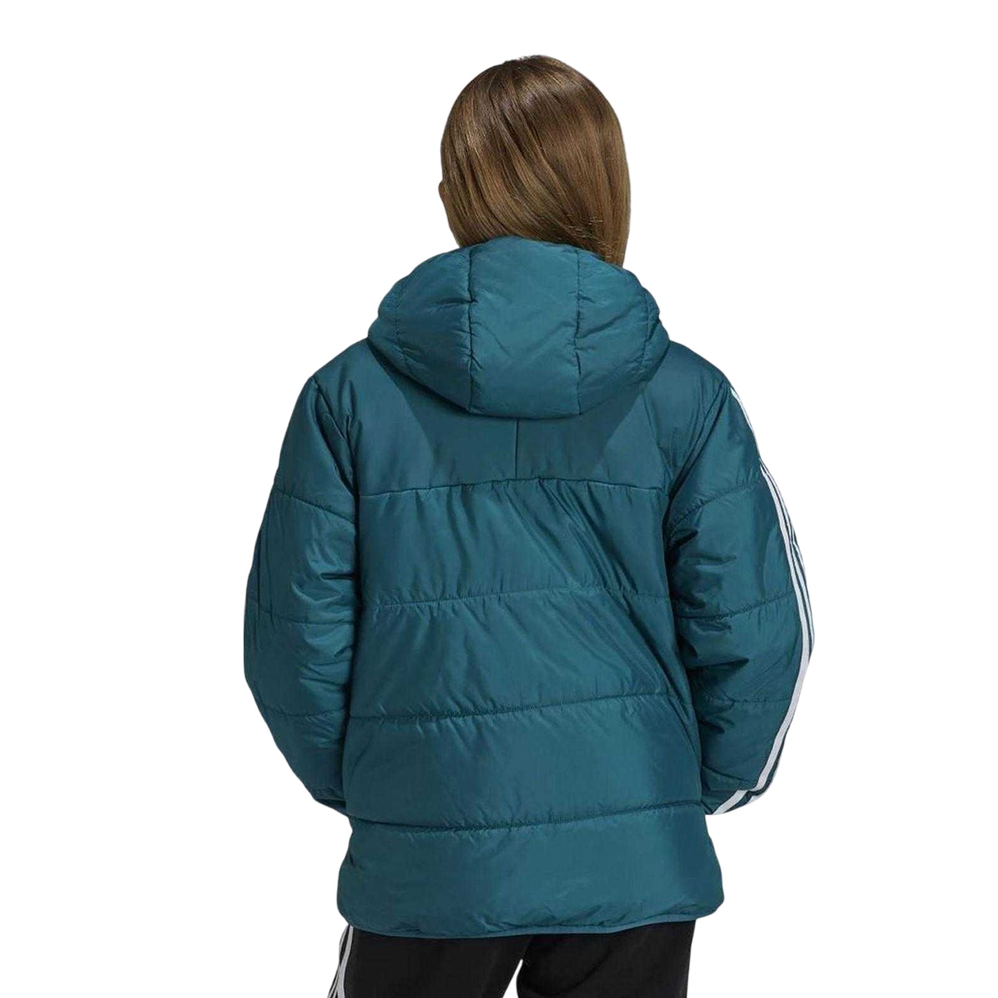 Teal - Back - Adidas Childrens-Kids Originals 3 Stripes Padded Jacket