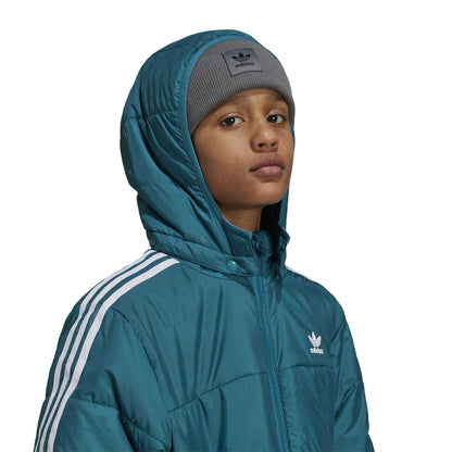 Teal - Side - Adidas Childrens-Kids Originals 3 Stripes Padded Jacket