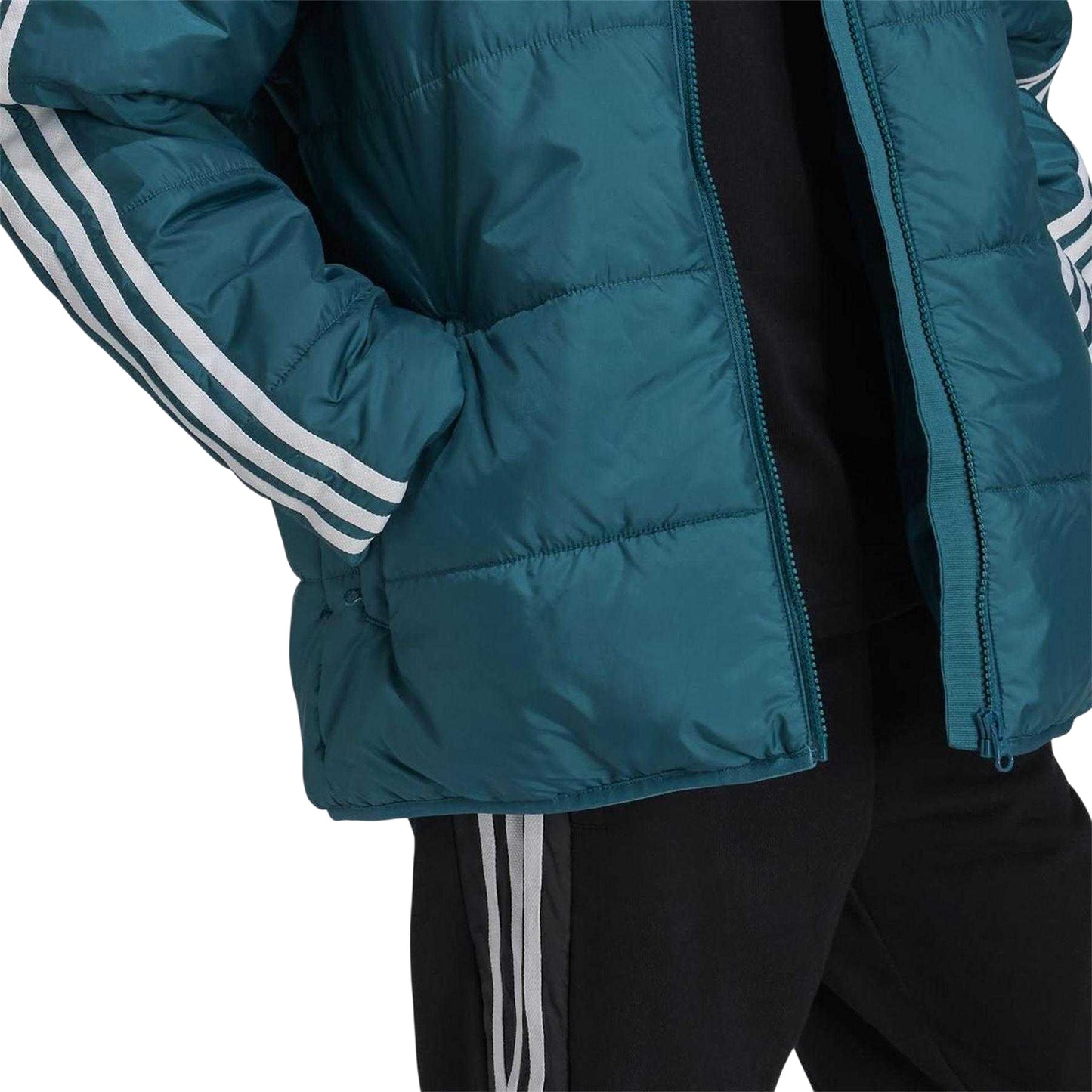Teal - Lifestyle - Adidas Childrens-Kids Originals 3 Stripes Padded Jacket