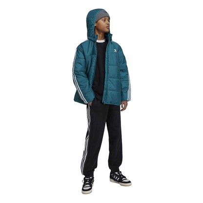 Teal - Pack Shot - Adidas Childrens-Kids Originals 3 Stripes Padded Jacket