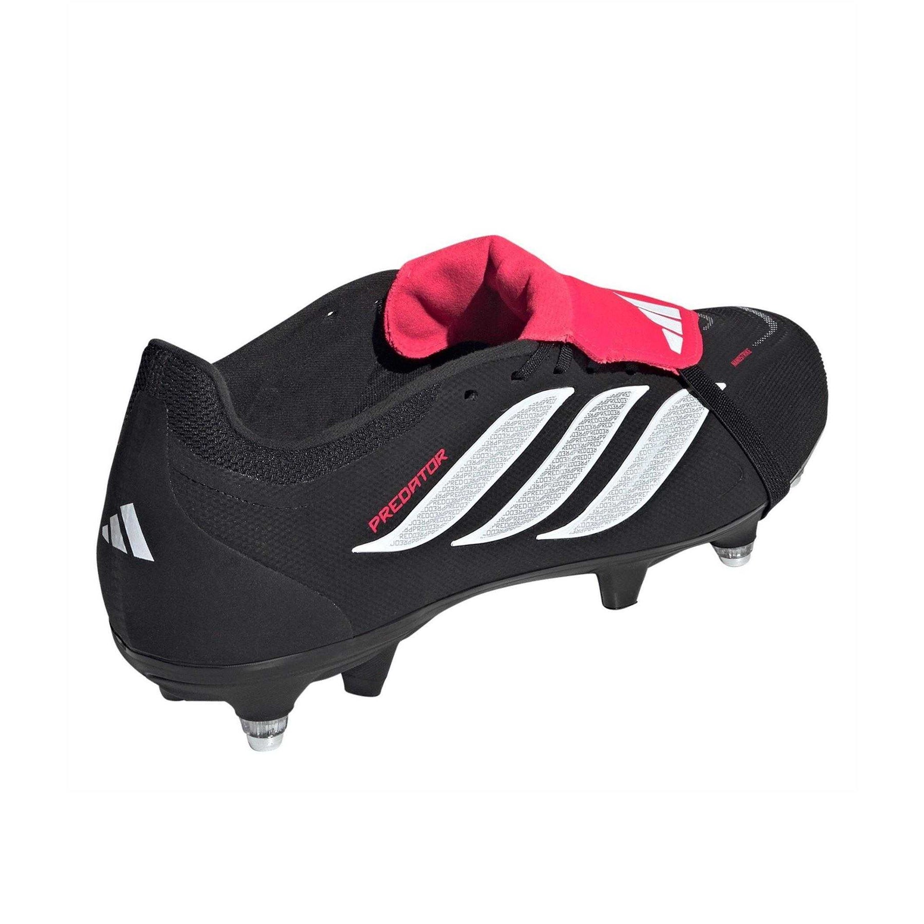 Black-Red - Back - Adidas Mens League Fold Over Folded Tongue Soft Ground Football Boots