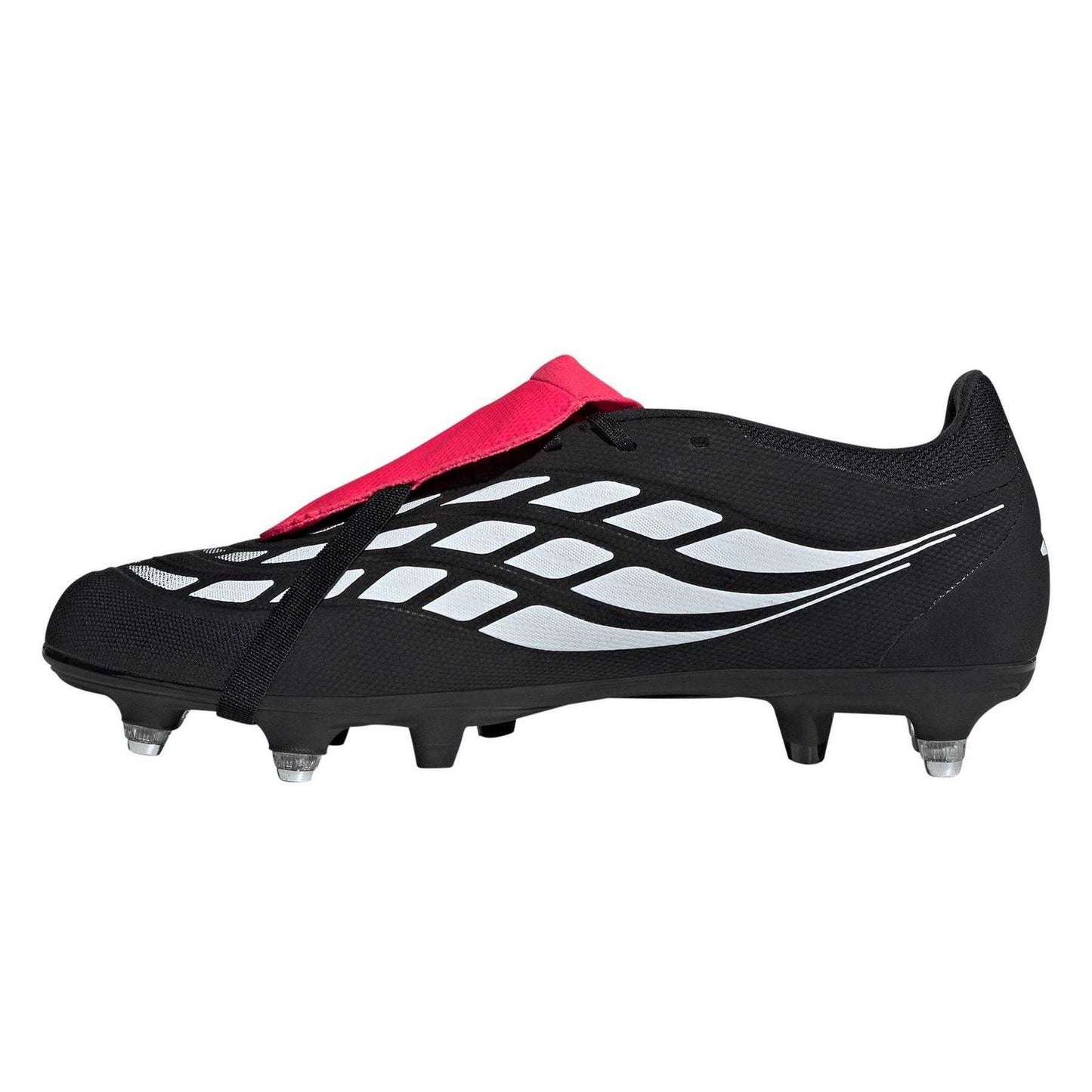 Black-Red - Side - Adidas Mens League Fold Over Folded Tongue Soft Ground Football Boots