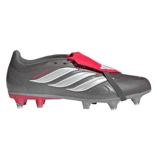 Grey-Red - Front - Adidas Mens League Fold Over Folded Tongue Soft Ground Football Boots