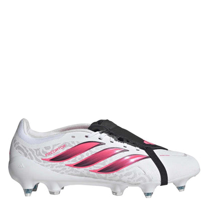 White-Coral - Front - Adidas Mens League Fold Over Folded Tongue Soft Ground Football Boots