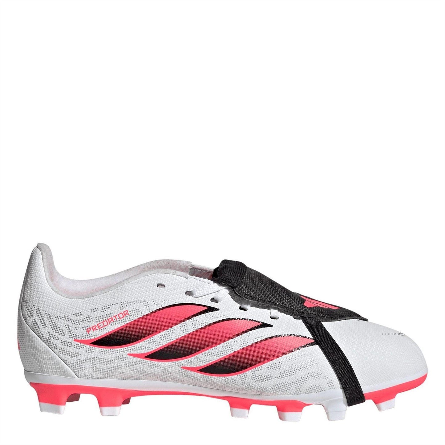 White-Coral - Front - Adidas Childrens-Kids Predator Fold Over Folded Tongue Firm Ground Football Boots