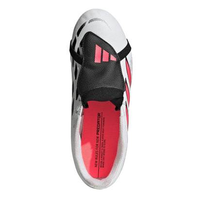 White-Coral - Pack Shot - Adidas Childrens-Kids Predator Fold Over Folded Tongue Firm Ground Football Boots