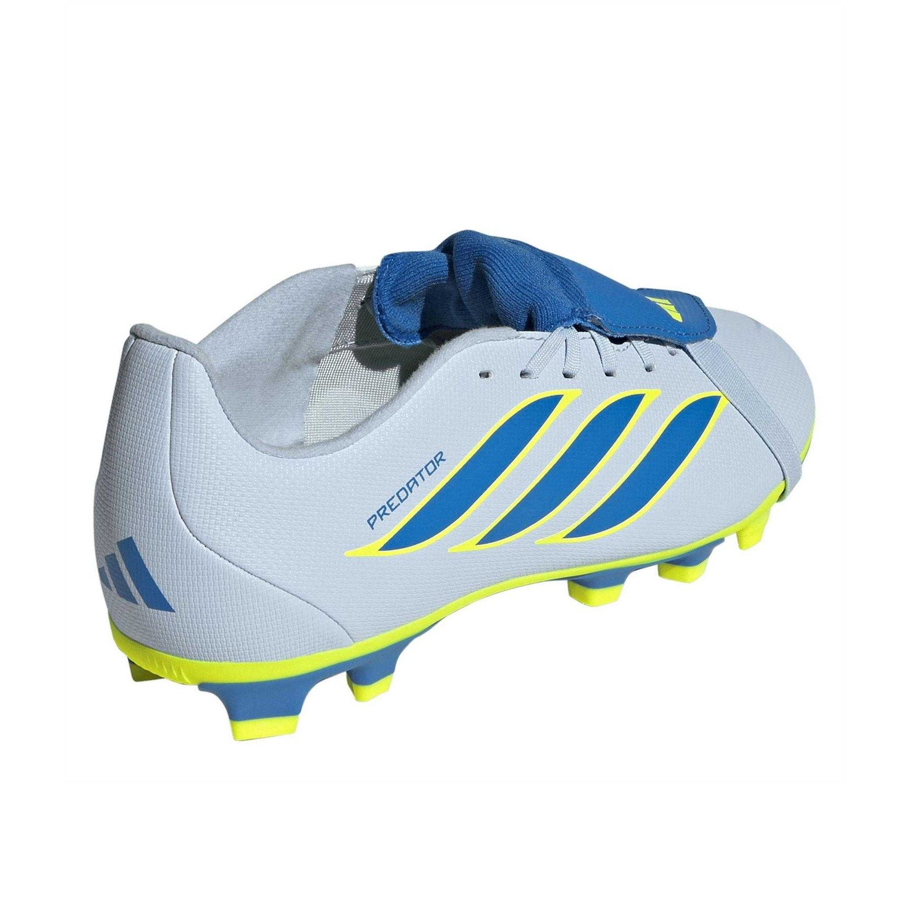 Blue-Yellow - Back - Predator Childrens-Kids Fold Over Folded Tongue Firm Ground Football Boots
