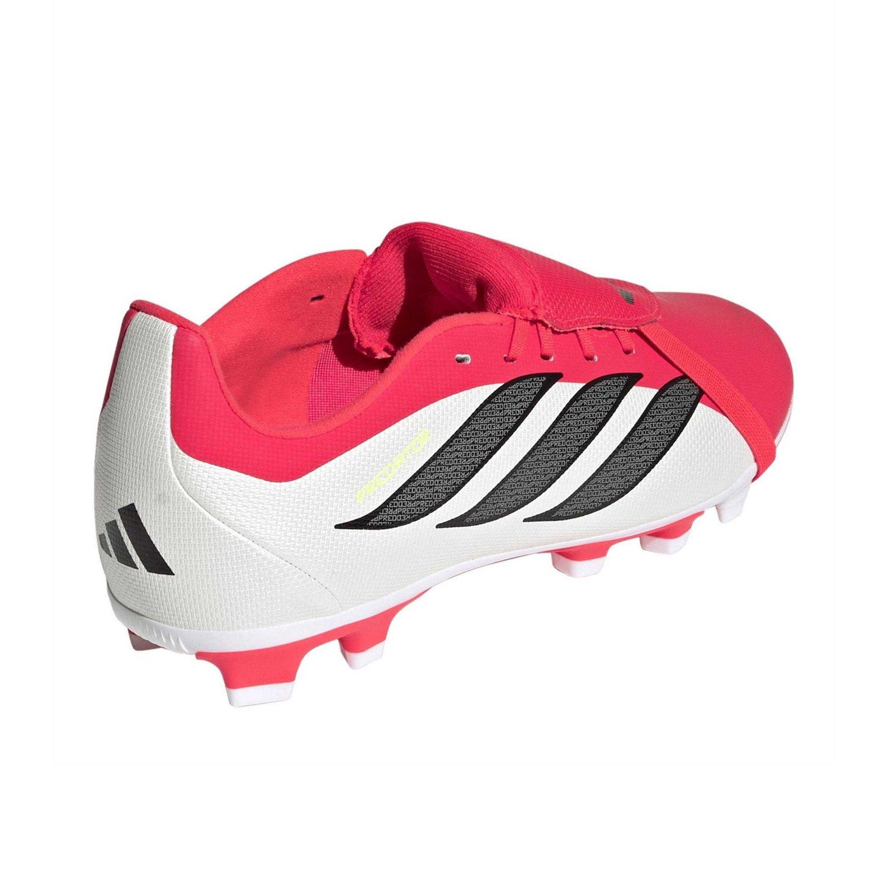 Red-White - Back - Predator Childrens-Kids Fold Over Folded Tongue Firm Ground Football Boots