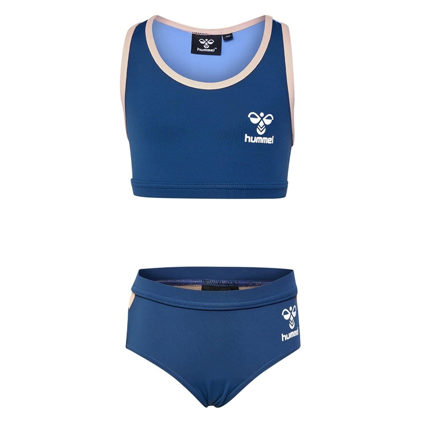 Dark Denim - Front - Hummel Girls Colour Block Two-Piece Swimsuit