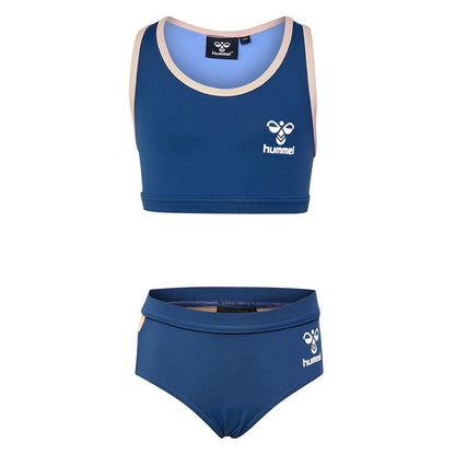 Dark Denim - Front - Hummel Girls Colour Block Two-Piece Swimsuit