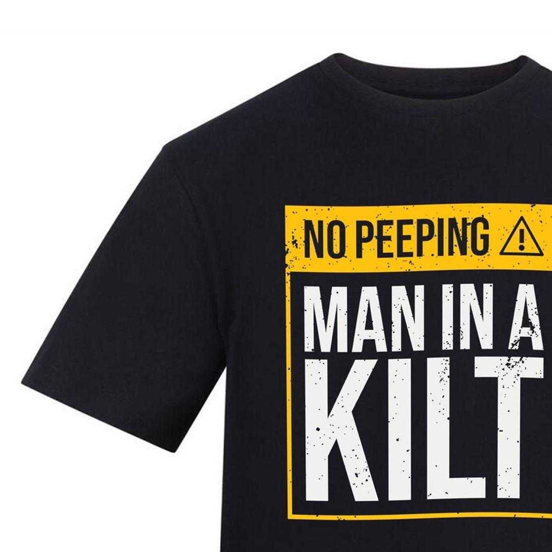Black - Side - AWD Unisex Adult NO PEEPING - MAN IN A KILT T-Shirt